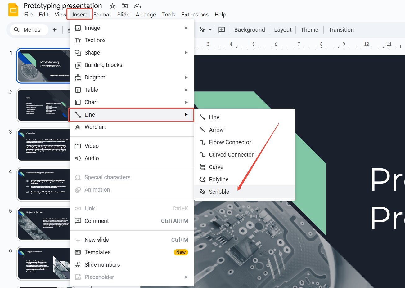Access The Scribble Tool
