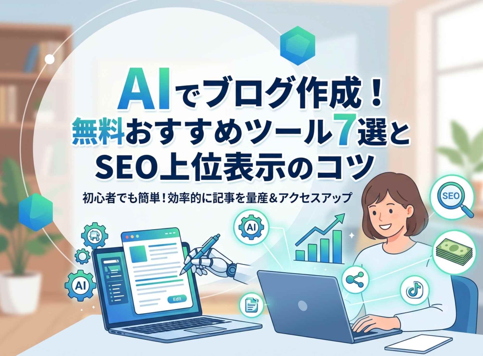 【2026年】AIでブログ作成！無料おすすめツール7選とSEO上位表示のコツ