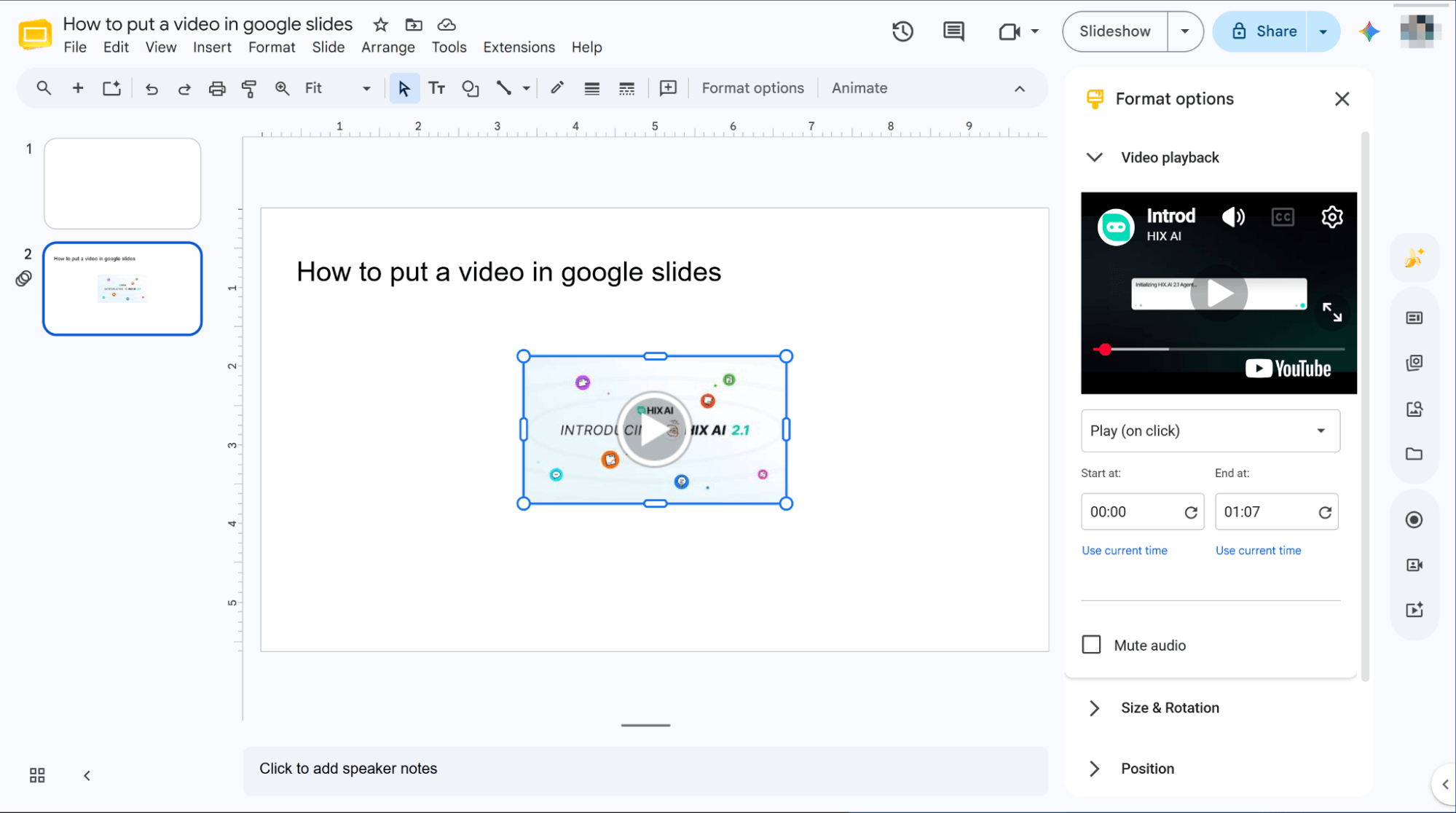 insert a video in google slides