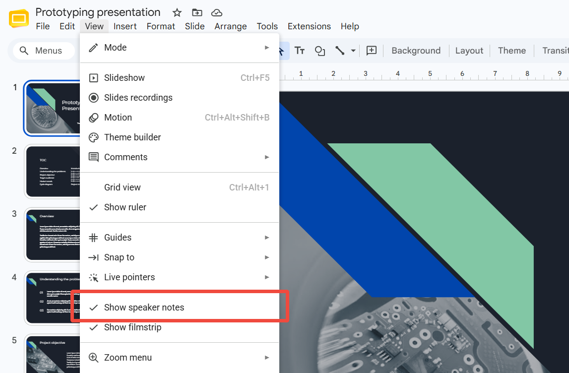 Click On Show Speaker Notes
