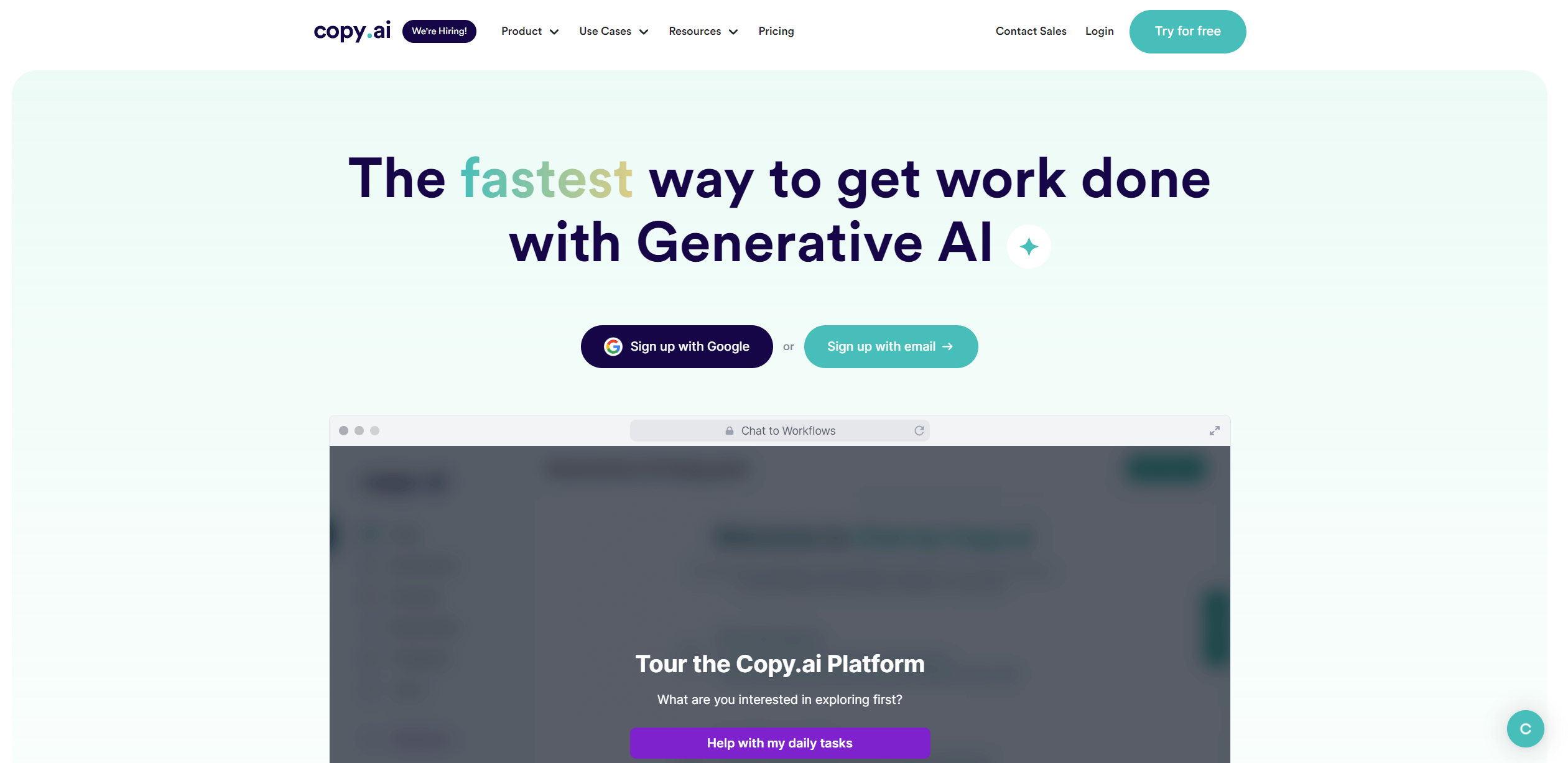 Gerador de conteúdo de IA Copy.ai