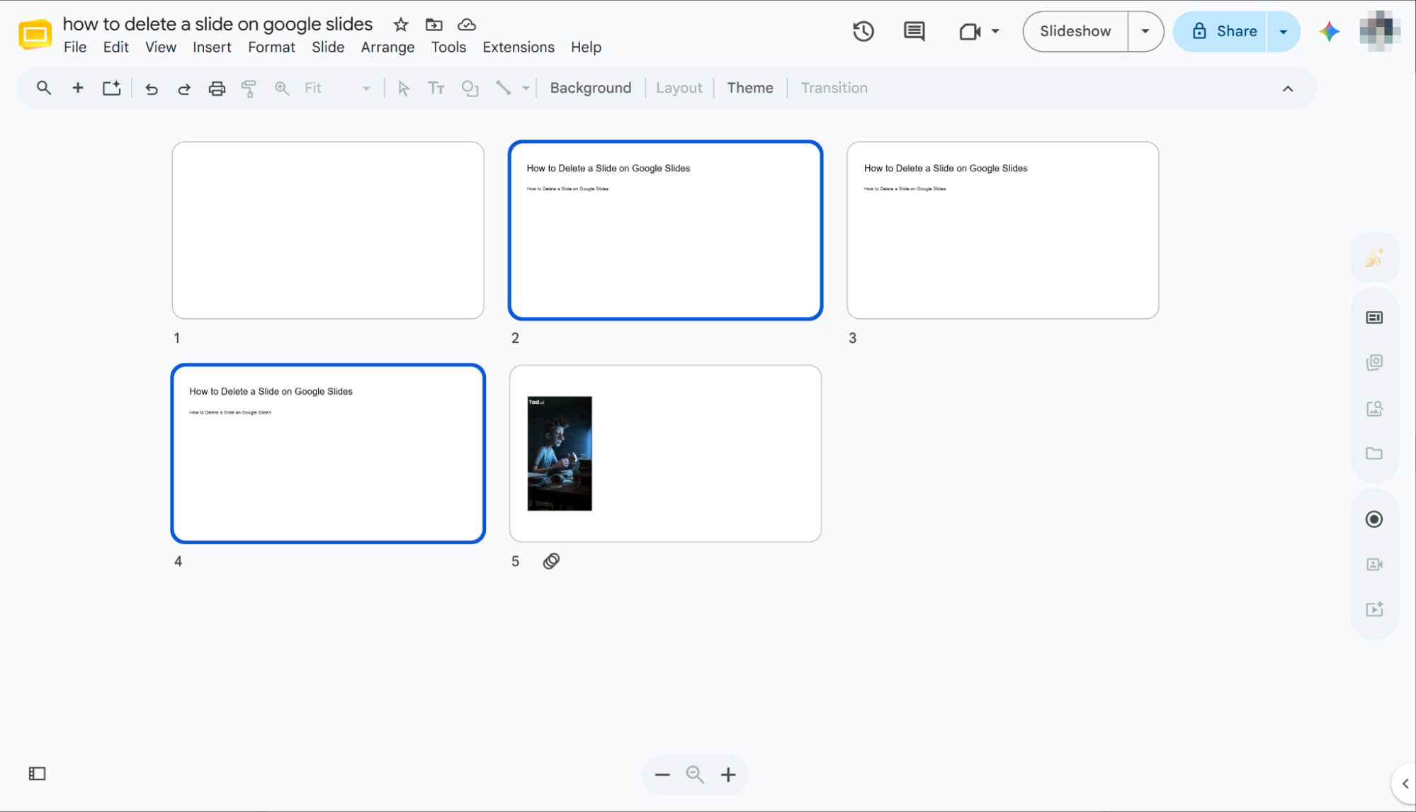 Use 'Ctrl' to Select Non-Consecutive Slides