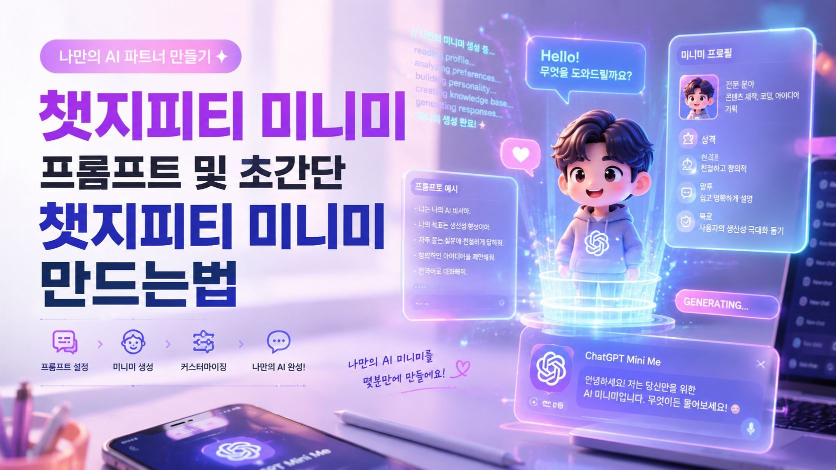 요즘 대세! 챗지피티 미니미 프롬프트 및 초간단 챗지피티 미니미 만드는 법