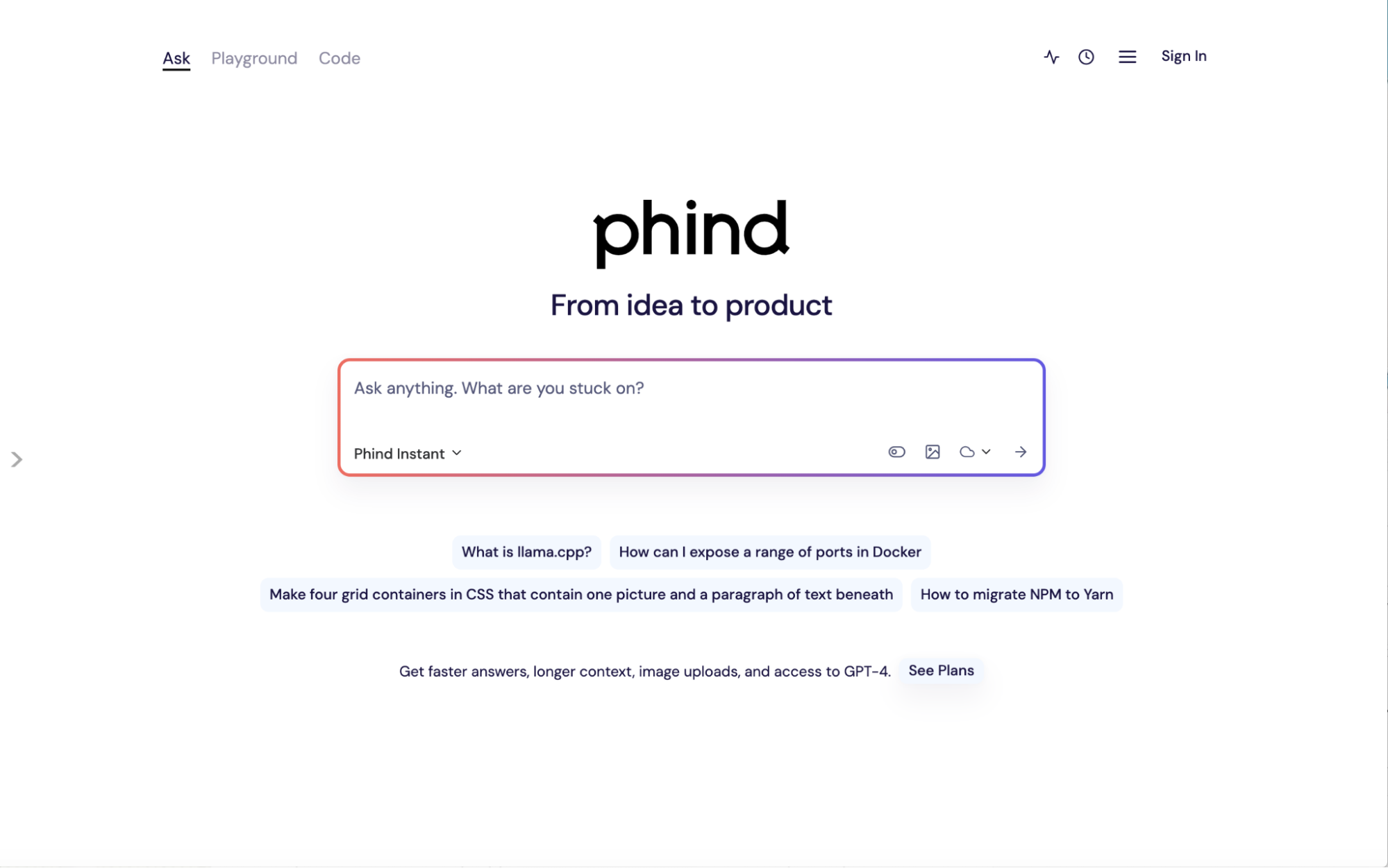 Phindのプログラミング向けAI検索インターフェース