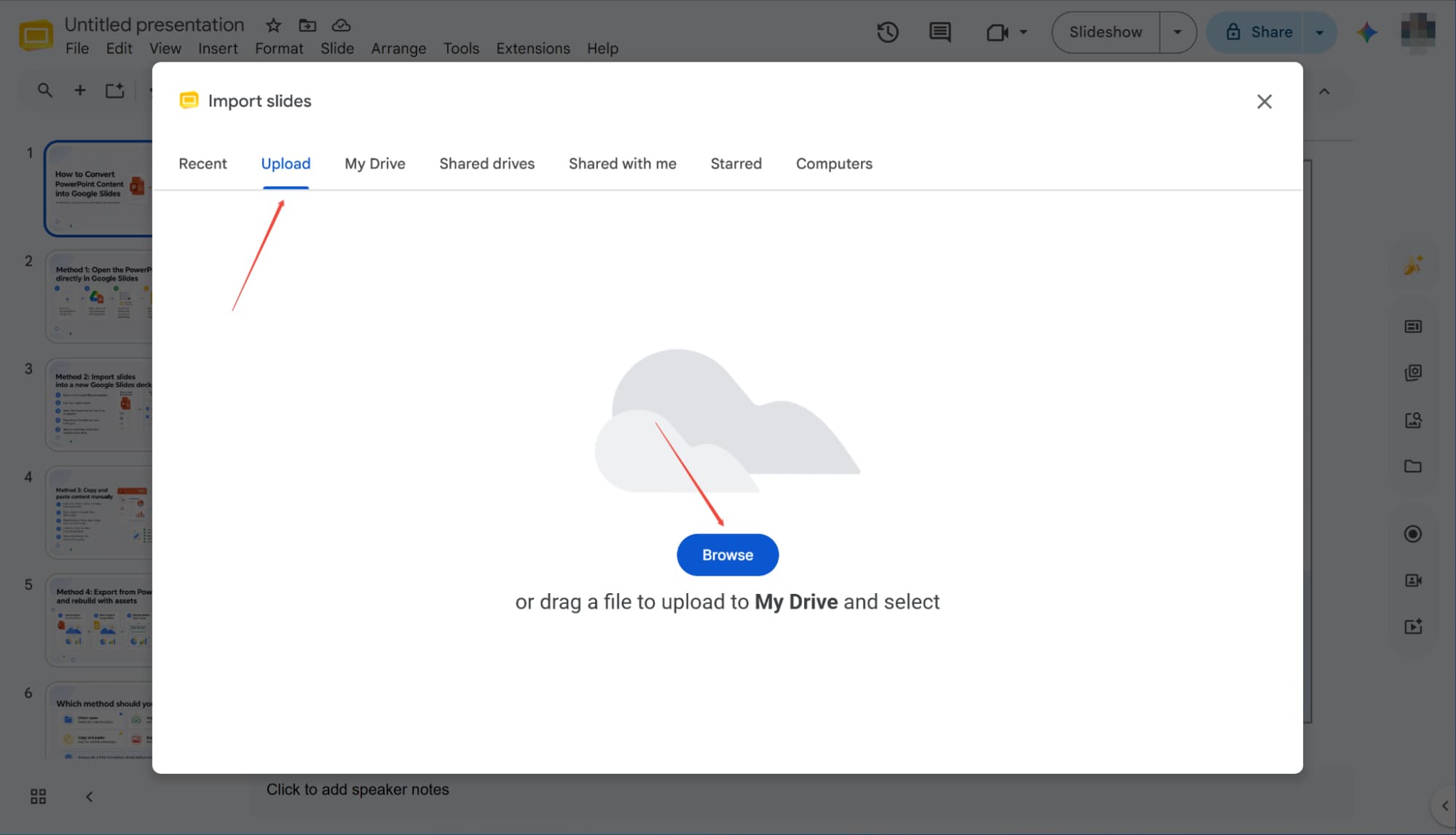 import powerpoint file