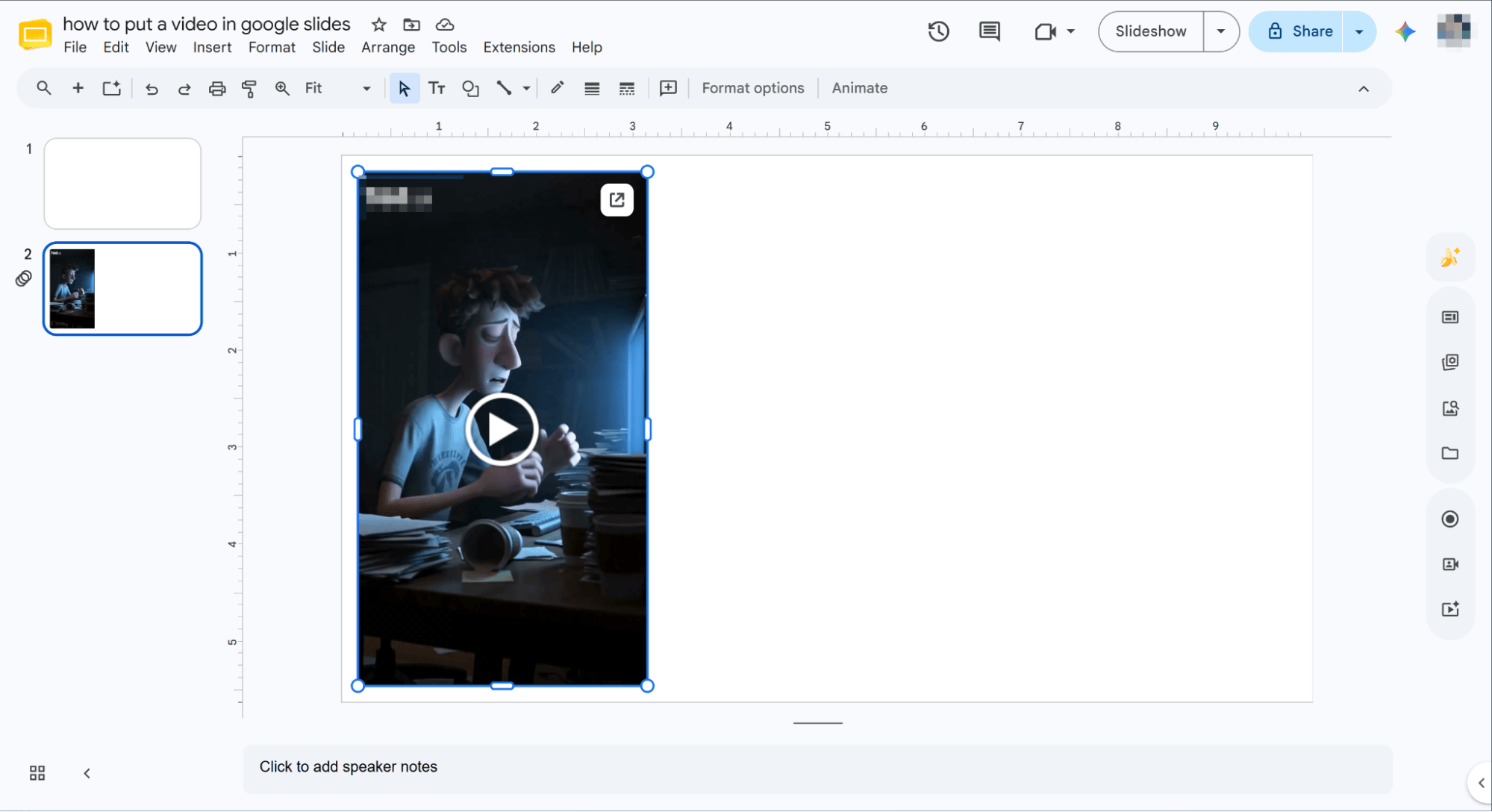 insert video in google slides