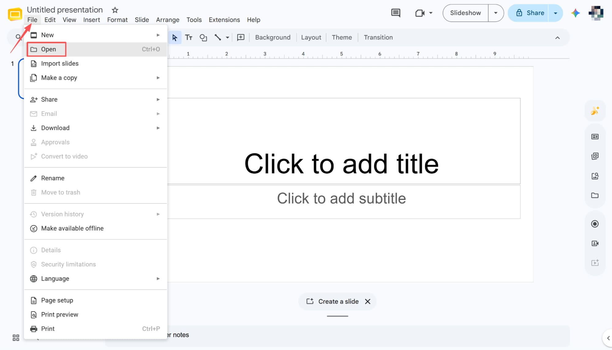 navigate to open menu