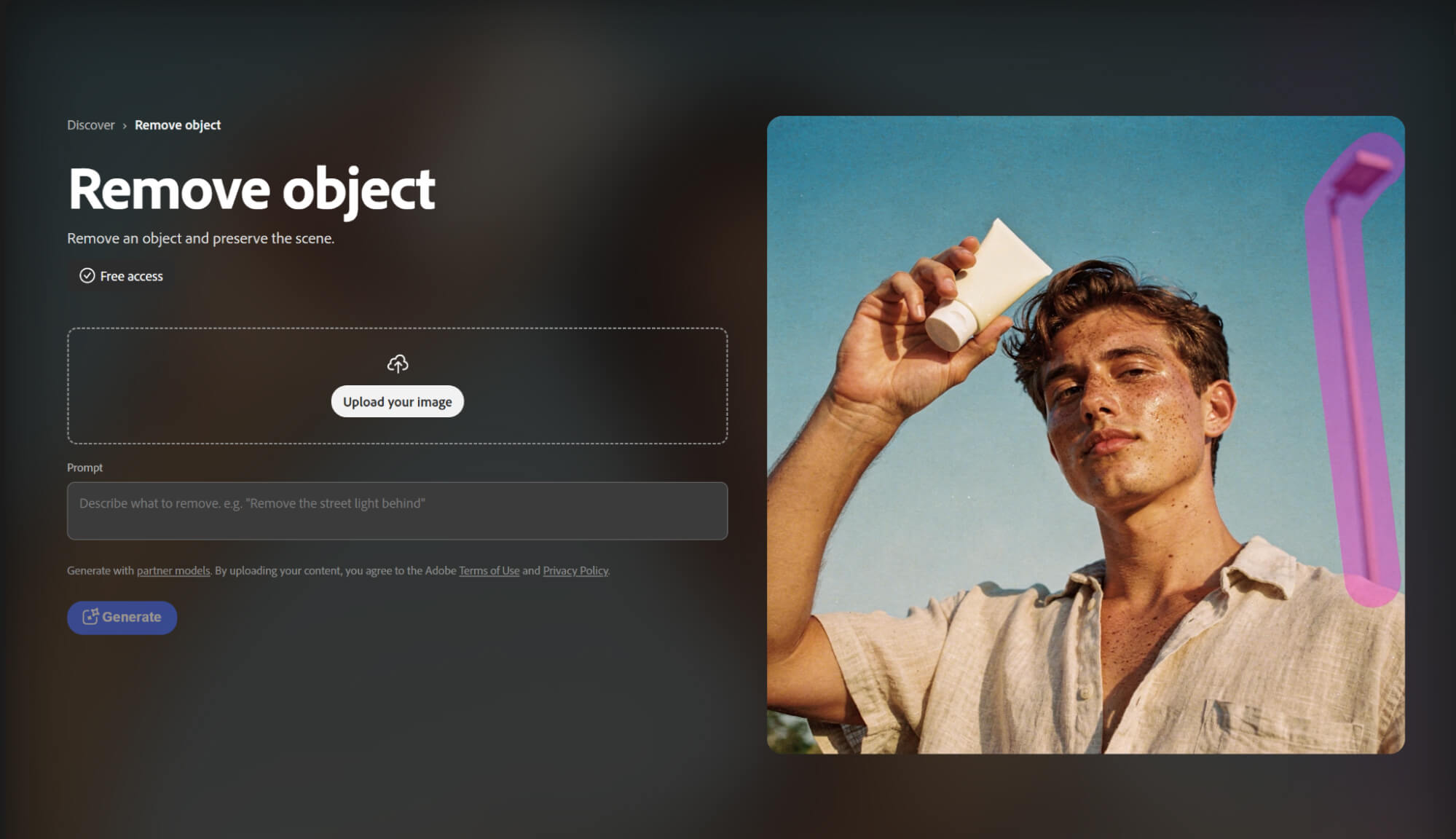 إزالة الكائنات باستخدام Adobe Firefly