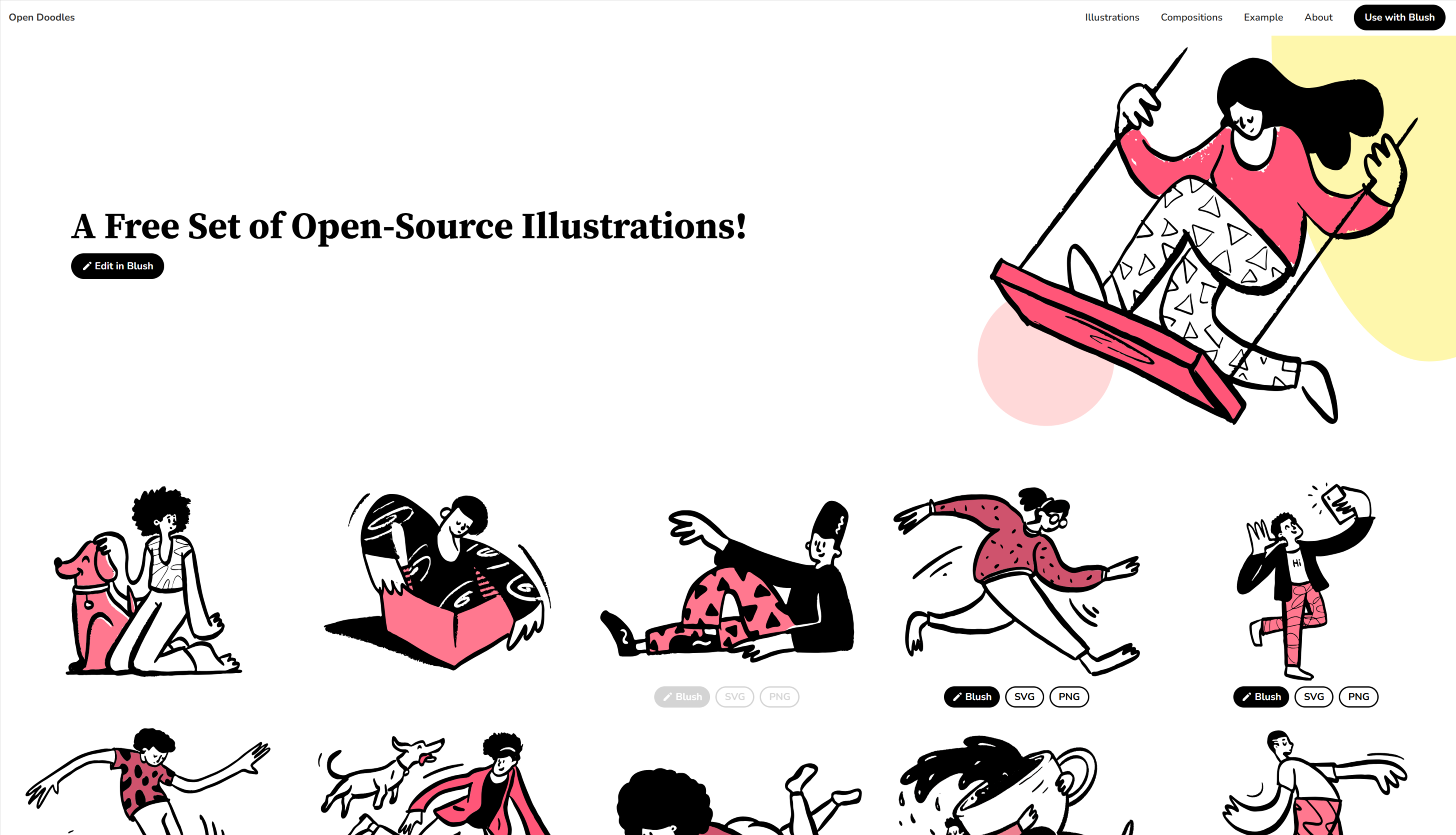 상업적 무료 이용이 가능한 오픈소스 기반의 힙한 스케치 감성 일러스트 오픈 두들스(Open Doodles)