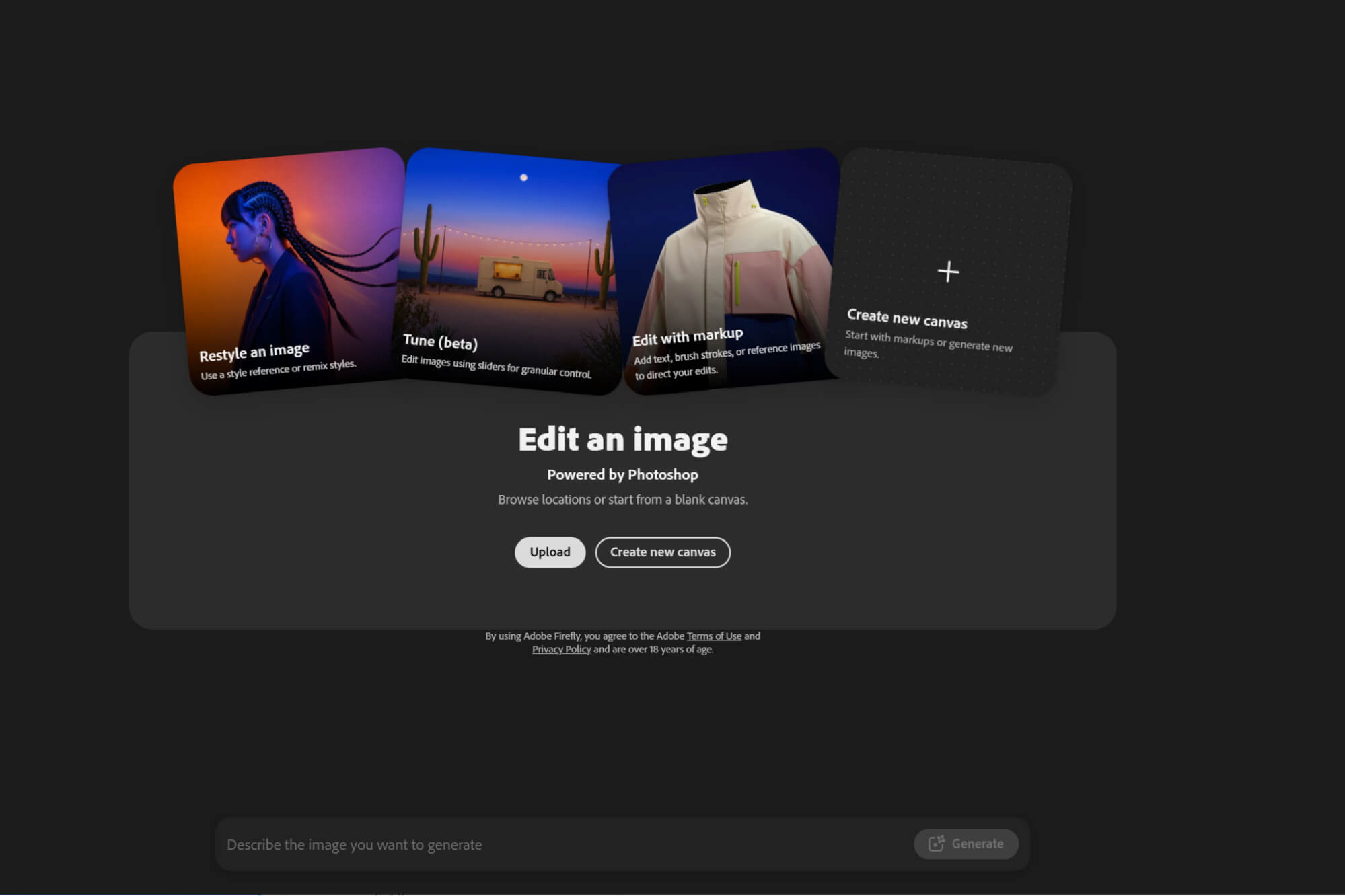يطلب منك برنامج Adobe Firefly التحرير