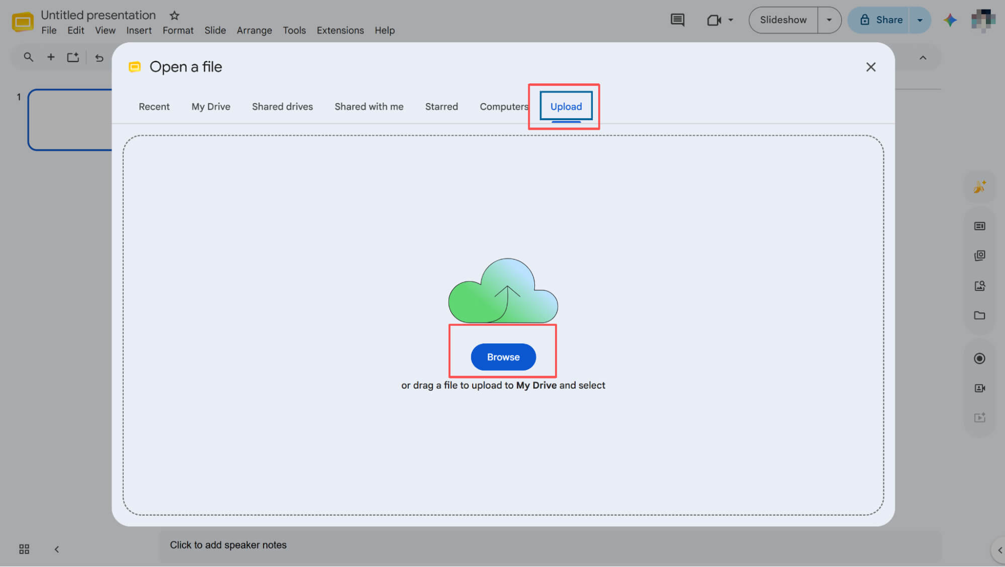 uploading your pptx file