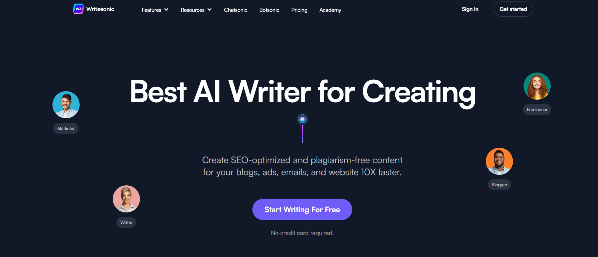 Gerador de conteúdo gratuito Writesonic