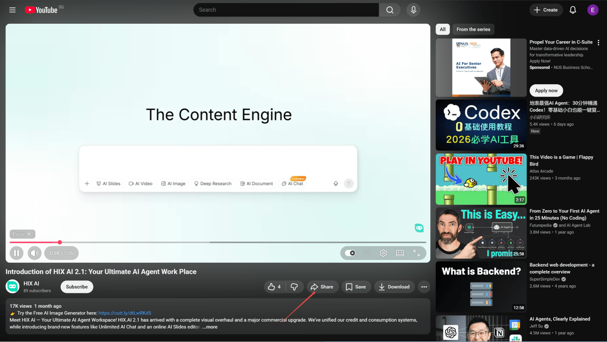 share youtube video link